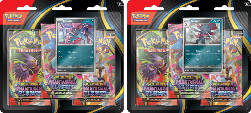 Pokémon TCG: Mega Evolution ME02 - Phantasmal Flames Three Booster Blister - ESPAÑOL
