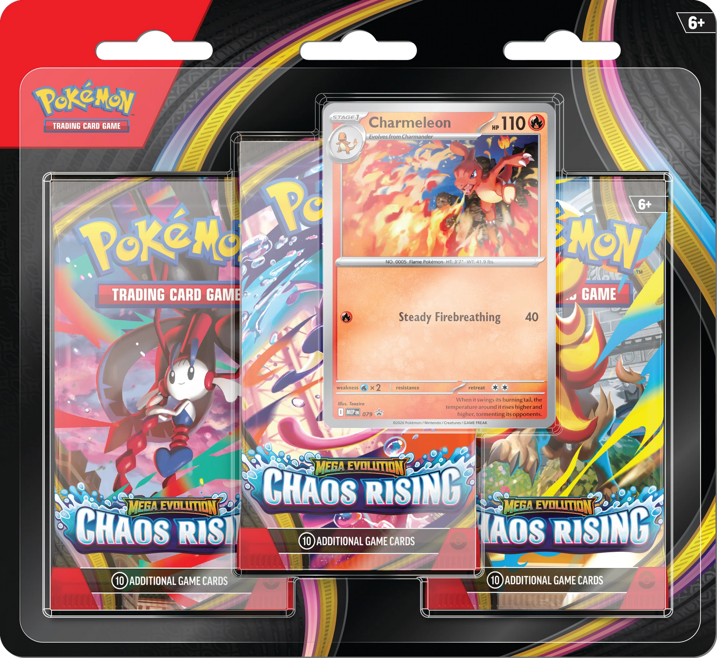 Pokémon TCG: Mega Evolution ME04 - Chaos Rising Three Booster Blister - INGLÉS