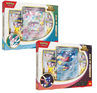 Pokémon TCG: 30th Anniversary Celebration Sylveon/Greninja Ex box - ESPAÑOL