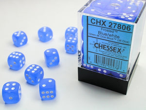 Chessex: Frosted 12mm d6 Blue/white Dice Block