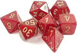 Chessex: Glitter - Polyhedral Ruby/Gold 7-Die Set