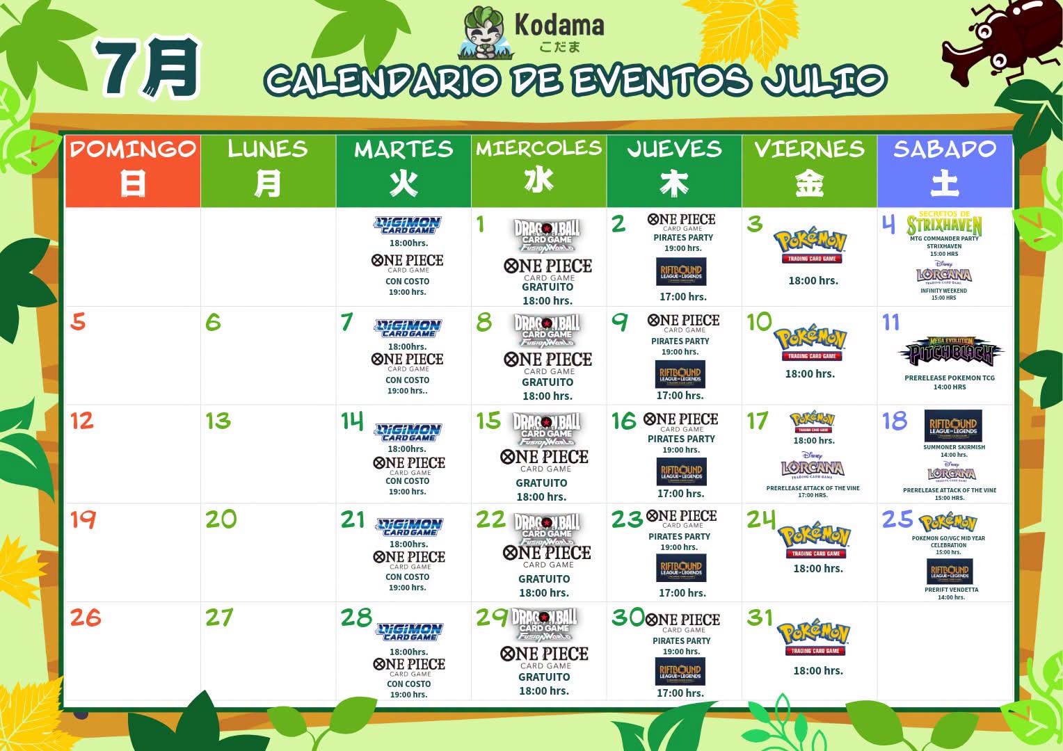 Calendario de eventos