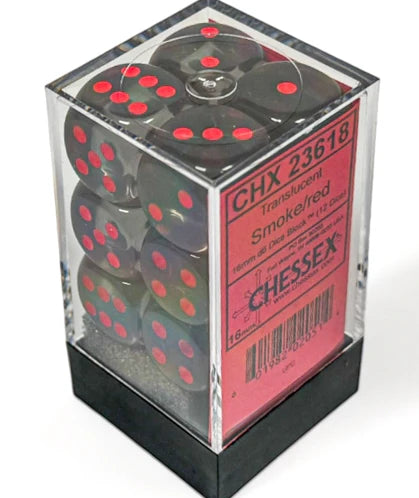 Chessex: Translucent - 16mm d6 Dice Block - Smoke/Red