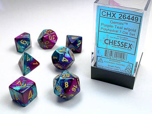 Chessex: Gemini - Polyhedral Purple-Teal/Gold 7-Die Set