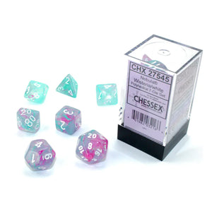 Chessex:  Wisteria/White Polyhedral 7-Die Set Luminary
