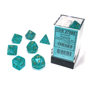 Chessex:  Teal/Gold Polyhedral 7-Die Set Bolearis