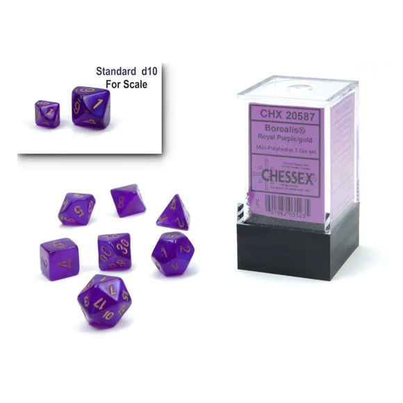 Chessex:  Purple/Gold MiniPolyhedral 7-Die Set