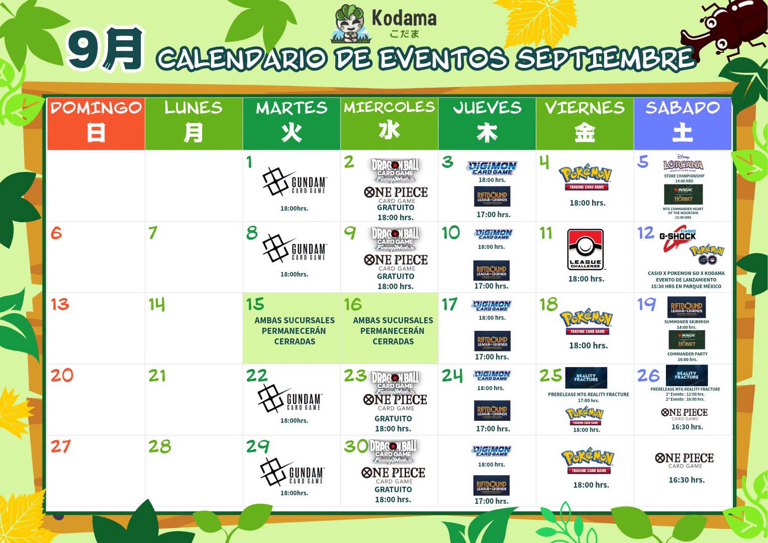 Calendario de eventos