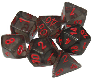 Chessex: Translucent Smoke/Red Polyhedral 7 Dados