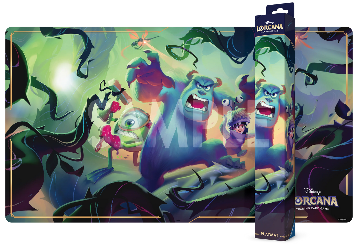Lorcana Playmat Attack of the Vine Playmat Mike Wazowski, Sulley, and Boo