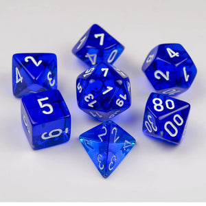 Chessex: Translucent Blue/White Polyhedral 7 Dados
