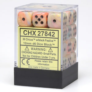 Chessex: FestiveTM 12mm d6 Circus/black Dice BlockTM