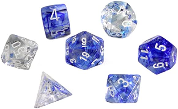 Chessex: Nebula Dark Blue/White Polyhedral 7 Dados