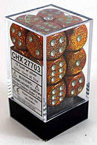 Chessex: TM 16mm d6 Glitter Gold/Silver Dice BlockTM