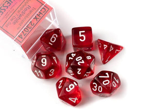 Chessex: Translucent Red/White Polyhedral 7 Dados