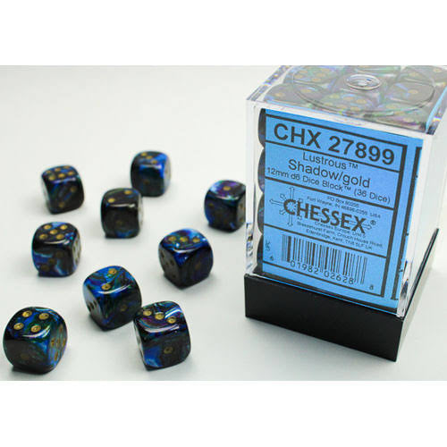 Chessex: 12mm d6 Dice Block - Shadow/Gold