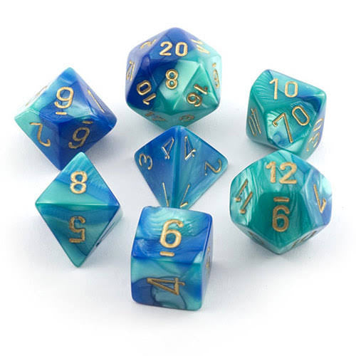 Chessex: Gemini Blue Teal/ Gold Polyhedral 7 Dados